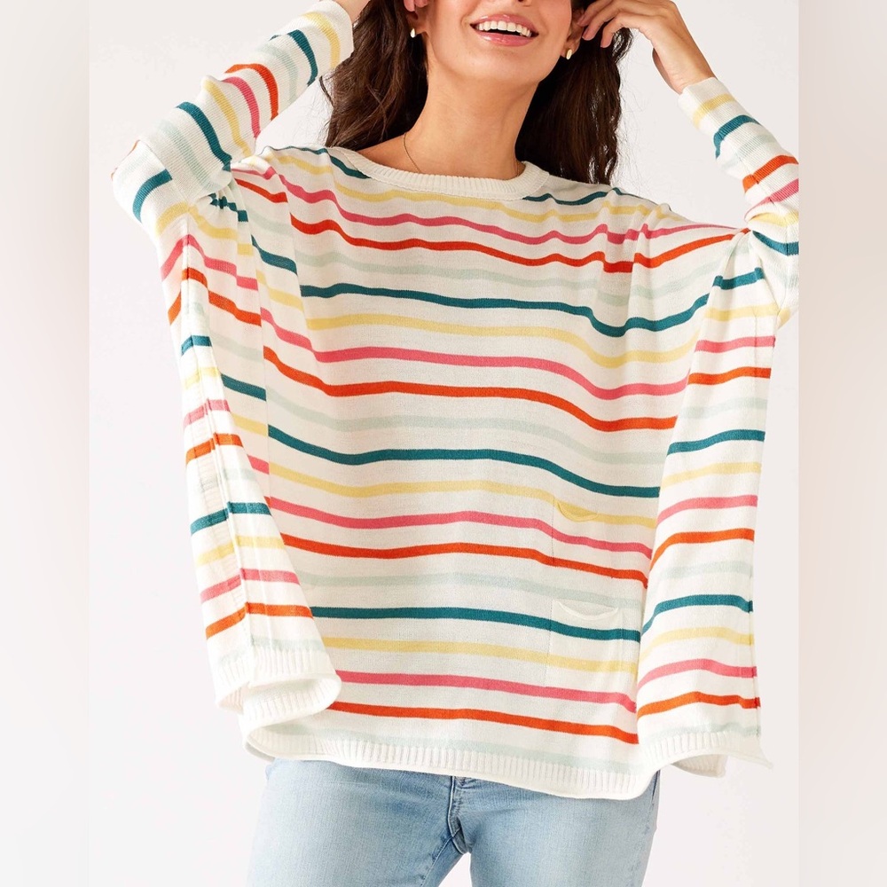 Mersea Catalina Crewneck Sweater, rainbow sherbet stripe One Size